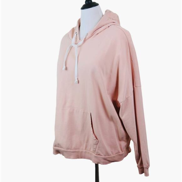 ASOS Curve Size 20 Boxy Hoodie Sweatshirt Tunnel Pocket Knit Pink - Picture 1 of 11